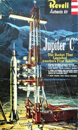 Revell H - 1819 - Jupiter C Rocket W/ Launch Pad - 1958 - Initial Hard Box Release