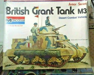 Vintage Monogram British Grant Tank M3 1/32 Scale Model Kit Armor Series