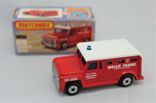 " Matchbox Superfast No69 Security Truck In Red With " Qz - 2031 " Tampos " Mib