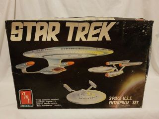 Star Trek U.  S.  S.  Enterprise 1:2500 Scale 3 Piece Model Kit Amt/ertl 1988 Aus