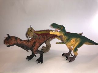 Roaring T - Rex,  Schleich Carnotaurus & Giganotosaurus Dinosaurs W/movable Jaws 3pc