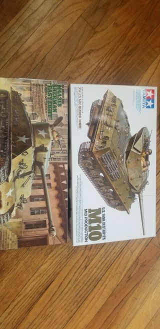 1/35 Tamiya Us M10 Tank Destroyer Mid - Production And 1/35 Easy 8 Sherman