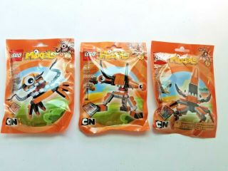 Lego Mixels Series 2 - Set Of 3 Flexers Tentro 41516 Kraw 41515 Balk 41517 Orange