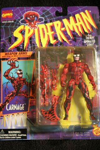 Spider - Man The Animated Series: Carnage With Weapon Arms By Toy Biz 1994 (moc)