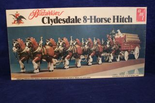 Vintage Amt Budweiser Clydesdale 8 Horse Hitch Model Kit 7702 1/20 Scale