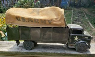 Vintage Marx Lumar Pressed Steel Us Army Transport Toy Truck