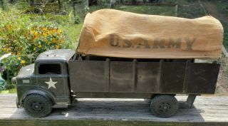 Vintage MARX LUMAR Pressed Steel US Army Transport Toy Truck 2