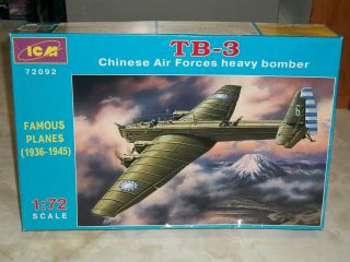Icm 1/72 Scale Tb - 3,  Chineese Air Forces Heavy Bomber