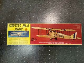 Vintage Sterling Curtiss Jn - 4 Jenny Airplane Model Kit E1 Balsa Wood 32 3/4 "