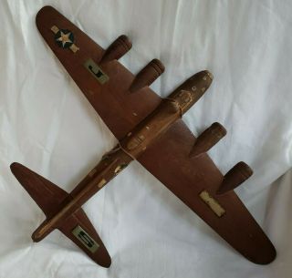 Vintage Wooden Model Airplane Wwii Military Aircraft