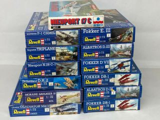 Revell Etc 1/72 Ww1 Fighter Aircraft Kits X 13,  Various,  Sopwith,  Fokker.