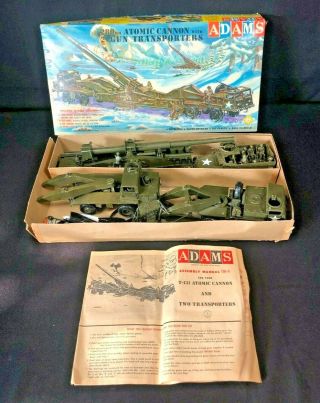 Vintage 1958 Adams Model Kit 208mm Atomic Cannon Gun Transports 1/40th Us Army