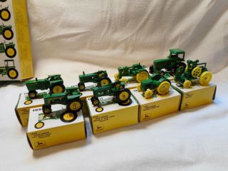 Lw - Ertl Collectibles Set Of Eight John Deere Miniature Toy Tractors