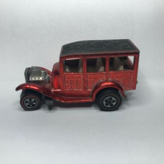 1968 Hot Wheels Red Line Redline Classic 31 Ford Woody Red With Black Interior