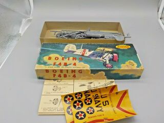 Vintage 1959 Aurora Boeing F4b - 4 Model Airplane Kit With Decal & Box.  Parts Only