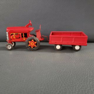 Vintage Line Mar Tin Friction Farm Tractor And Trailer