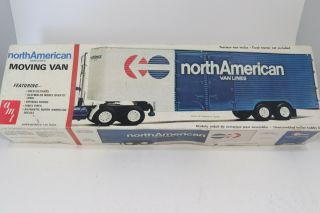 Amt North American Van Lines Semi Trailer Model Kit Open Box 1:25 Vintage 1970 