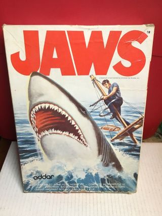 Vintage 1970’s Jaws Box Only For Model Kit Addar Shark Cover - Box Only