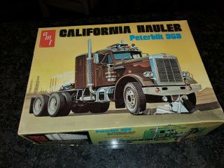 Vintage Amt California Hauler Peterbilt 359 1/25 Scale Model Truck Kit T500