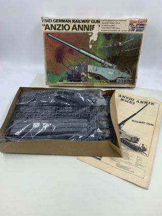 Vintage Anzio Annie K5 (e) German Railway Gun Model Kit 1/72 Minicraft Hasegawa