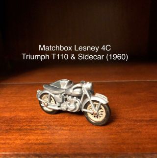 Matchbox Lesney No.  4 Triumph T110 Motorcycle With Sidecar