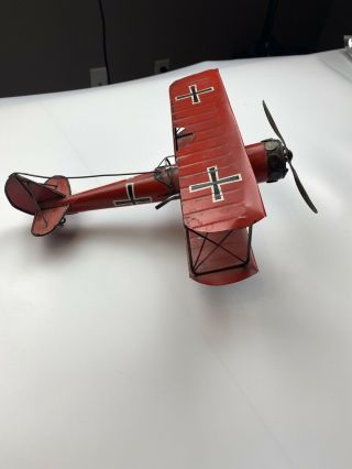 Red Baron Ww1 German Bi - Plane Tin Model