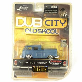 Jada Dub City Old Skool 1963 63 Vw Bus Pickup Volkswagen Blue Diecast 1/64 Scale