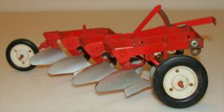 Vintage Tru Scale Pressed Steel Ih Farm Toy Tractor Pull 4 Bottom Plow Implement
