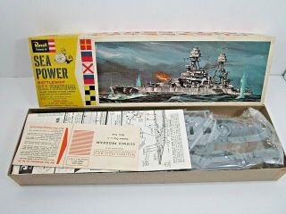 Vintage 1961 Revell Sea Power Uss Pennsylvania Battleship 1:600 Scale Model Kit