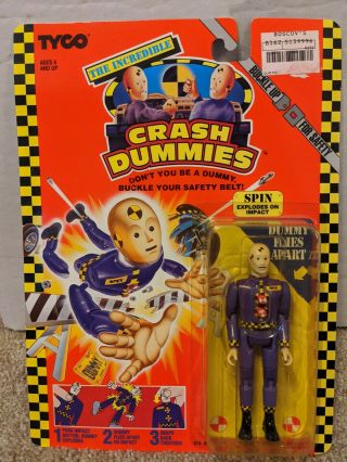 1991 The Incredible Crash Dummies Spin Purple Action Figure By Tyco Moc