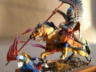 Polish Winged Hussar Versus Ottoman Turk Janissary Diorama Painted Tin Soldiers