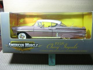 American Muscle_tan/white 1958 Chevy Impala_1:18 Die Cast_original Box
