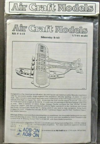 Air Craft 415 Sikorsky S - 40 Vacuform Multimedia 1:144 Model Kit Vacform Ak
