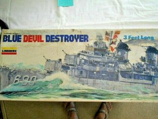Vintage Lindberg Blue Devil Destroyer Plastic Kit 815m Part Built 3 