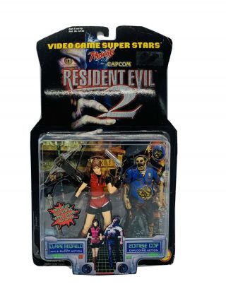1998 Toybiz Video Game Stars Capcom Resident Claire Redfield & Zombie Cop