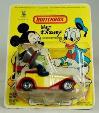 Matchbox - Walt Disney - Jiminy Cricket In Roadster - On Card 1979