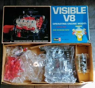 Vtg 1977 Revell Visible V - 8 Operating Engine 1/4 Scale Model Kit