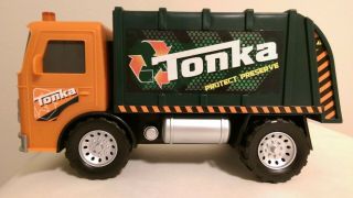 2010 Tonka Rescue Force Orange Front Garbage Truck W/lights & Sound 11 " In Rare