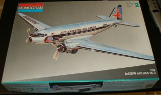 Monogram 1/48 Eastern Airlines Dc - 3 Airplane Model Kit Scale 1995 Kit 5610