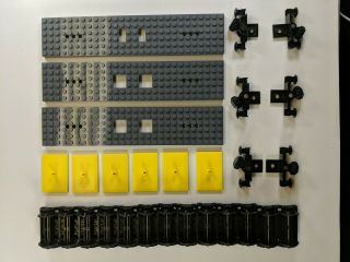 3 Lego Train Bases 6 X 28 Gray With Train Wheels & Buffers Magnets