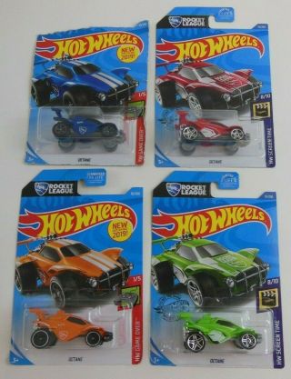 4x Octane Hot Wheels Rocket League Blue Orange Red Green Set 92/250 13/250 Car