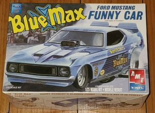 Amt 1/25 Scale Blue Max Ford Mustang Funny Car Model Kit Open Box Unassembled
