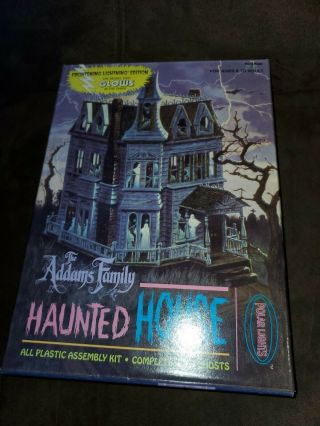 The Addams Family Haunted House Model Kit Polar Lights Aurora Reissue 1995 Glows