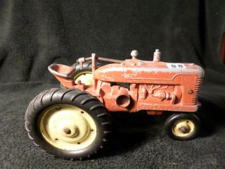 Vintage Red Farm Tractor Is Old And Made In The Usa,  Maybe A Silk Toys Item?ertl