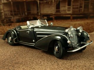 Sun Star 1939 Horch 855 Roadster 1/18 Black W/white Interior Black Wire Wheels