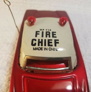 Vintage Tin Friction“fire Chief” Car Toy W/siren