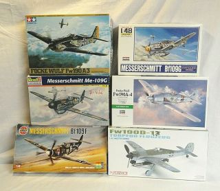 Wow Six Dragon,  Tamiya,  Hasegawa,  Etc.  1/48 Ww2 German Fighter Plane Model Kits