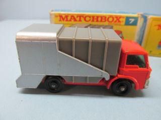 Matchbox Reg Wheels Two 7C Ford Refuse Trucks Orange / Diff.  Loaders 3