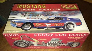 Vintage Unbuilt Jo - Han Mustang Digger Funny Car Model Kit Toy Boss Hoss