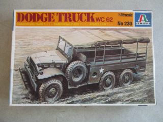 Vintage 1985 Italeri 1:35 Scale Dodge Truck Wc 62 Model Kit 230